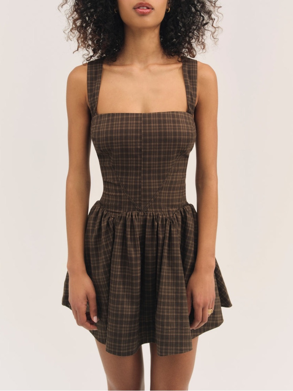 $229 NWOT For Love And Lemons “Ginny” Mini Dress in Brown Sz Small
